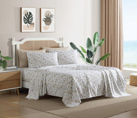 Caribbean Joe easy-care sheets are machine washable and quick-drying for busy households.