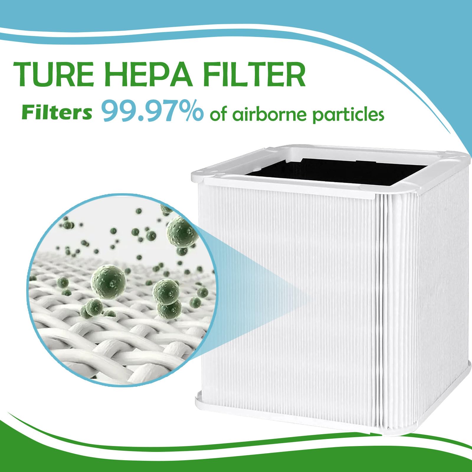 Carmerny True HEPA filter close-up showing filtration precision.