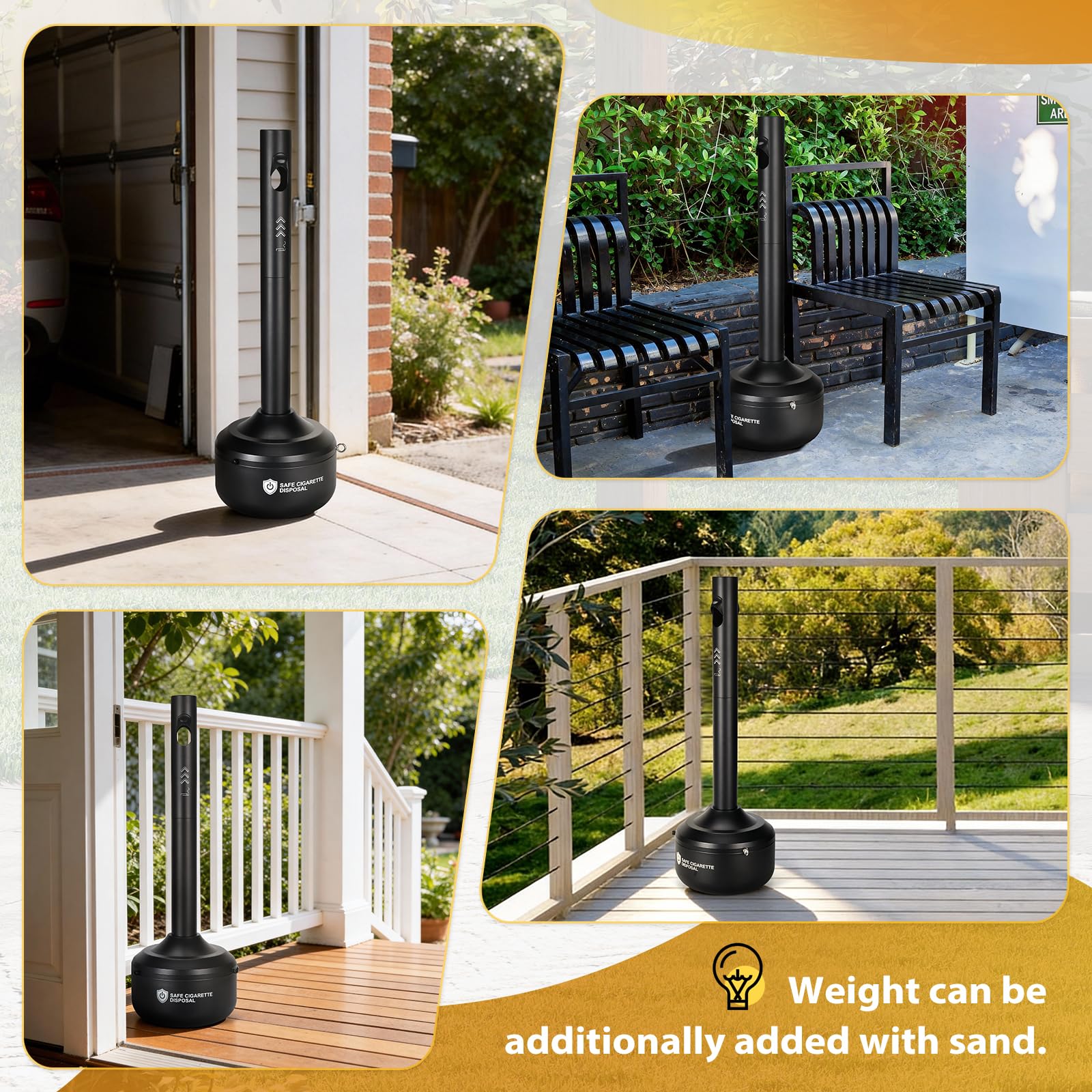 CAROD 4-gallon outdoor trash can suitable for patios, porches, and driveways.