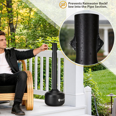 CAROD trash receptacle with rain guard keeps interior dry and odor-free.