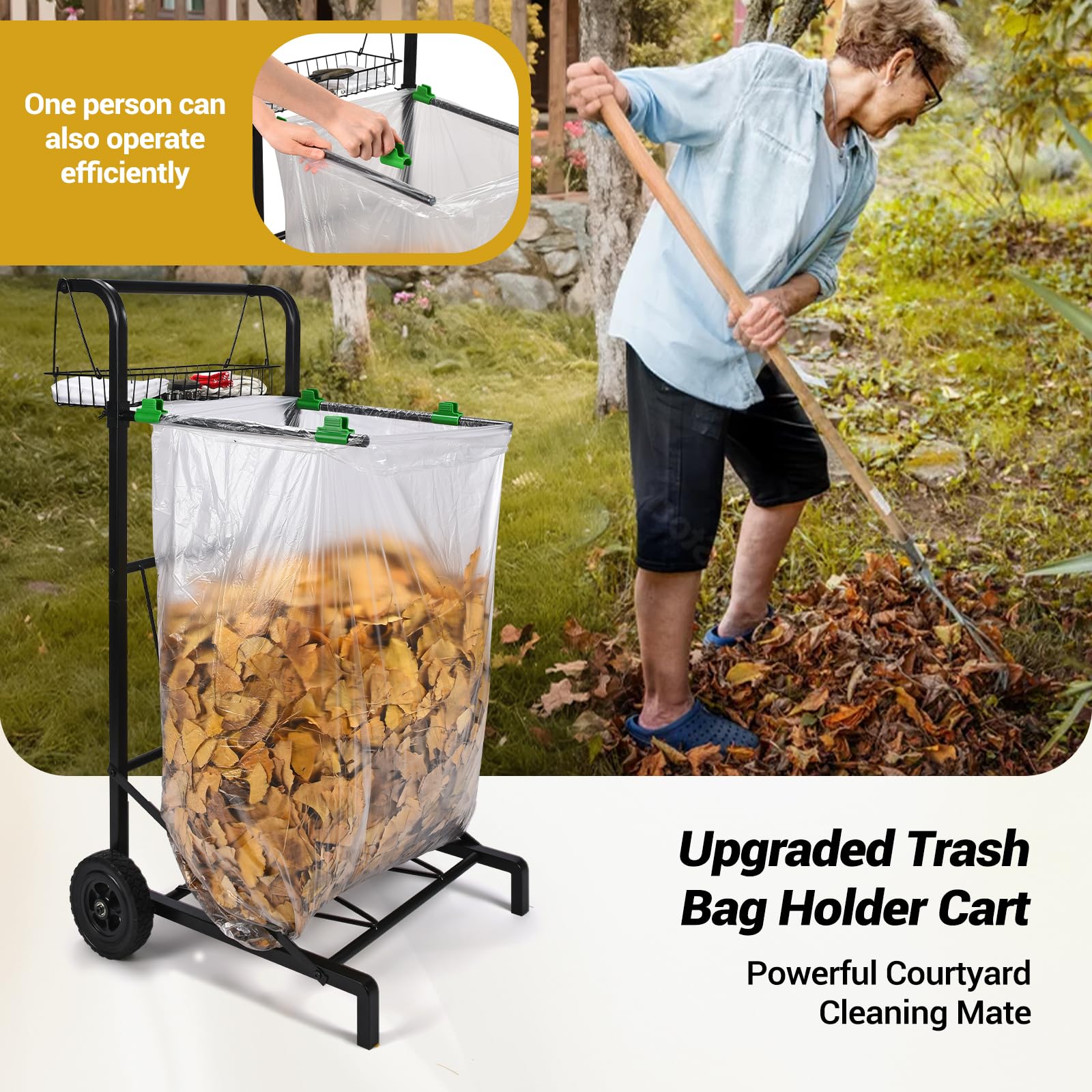 CAROD storage basket keeps gloves and tools within reach while working outdoors