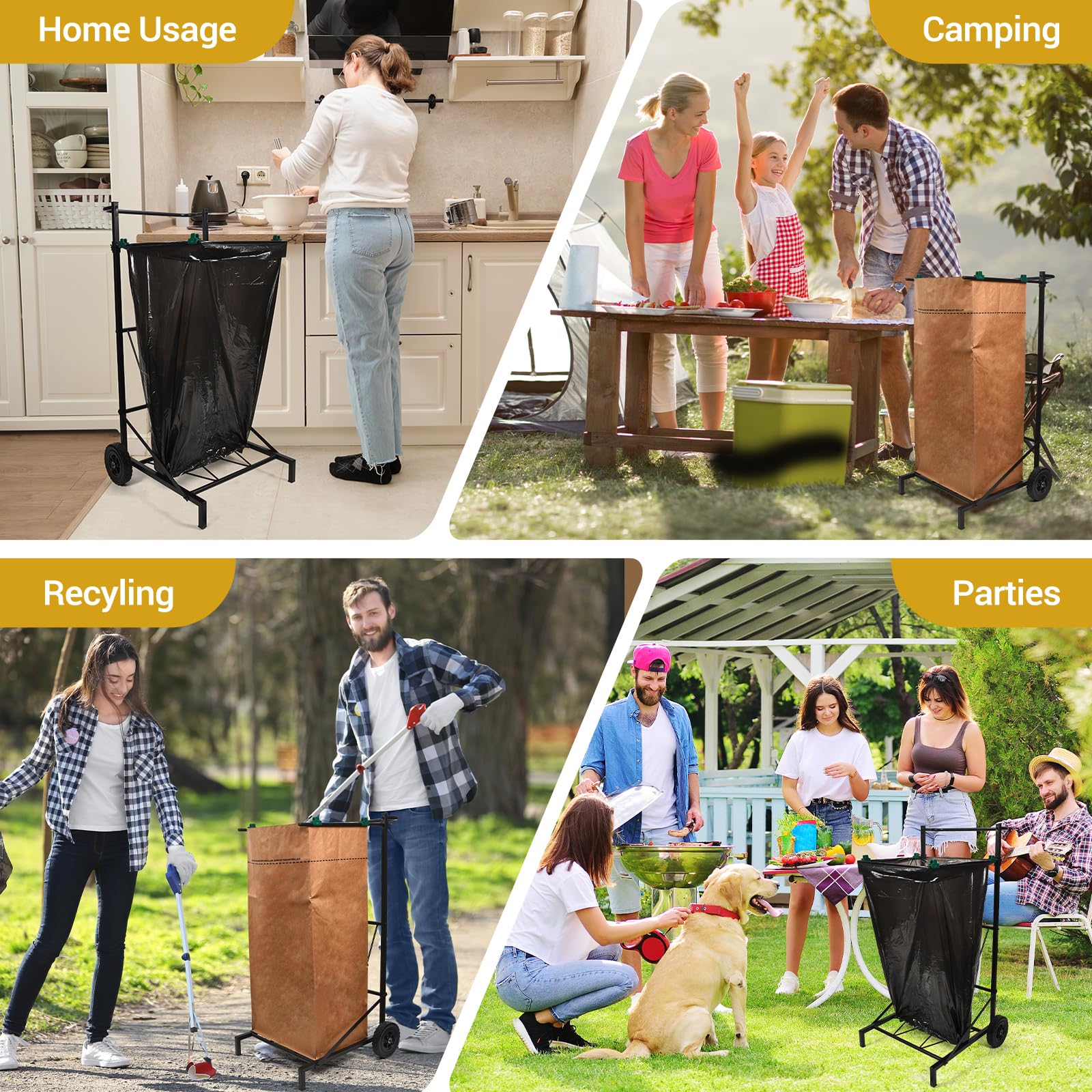 CAROD mobile stand supports yard and event cleanup with a flexible layout.