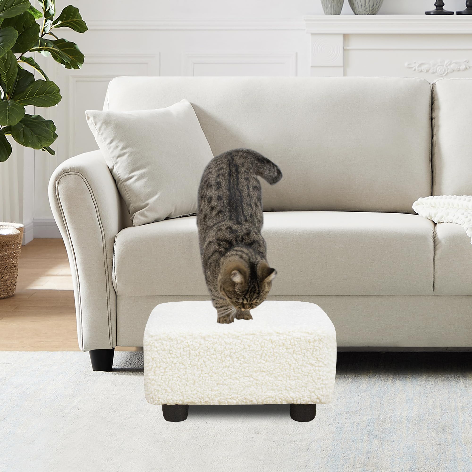 CAROLMADE footstool dimensions 15.4 by 11 by 8.3 inches for compact spaces