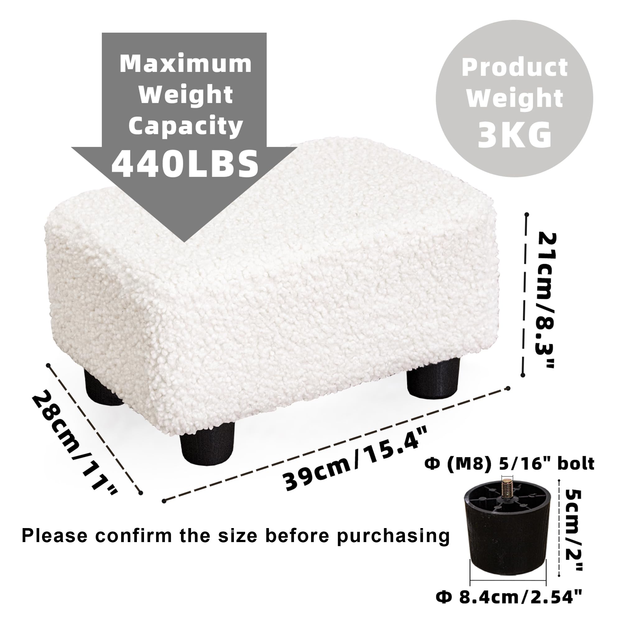 CAROLMADE footstool with non-slip pads helps keep it in place