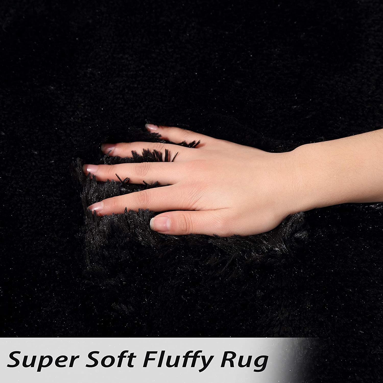 CAROMIO fluffy shag rug anti-slip bottom keeps rug in place during play
