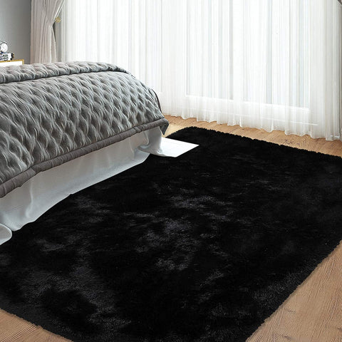 CAROMIO fluffy shag rug in a bedroom setup adding warmth and texture