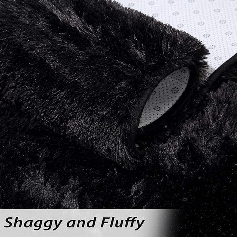 CAROMIO fluffy shag rug close-up of soft velvet pile for luxury feel