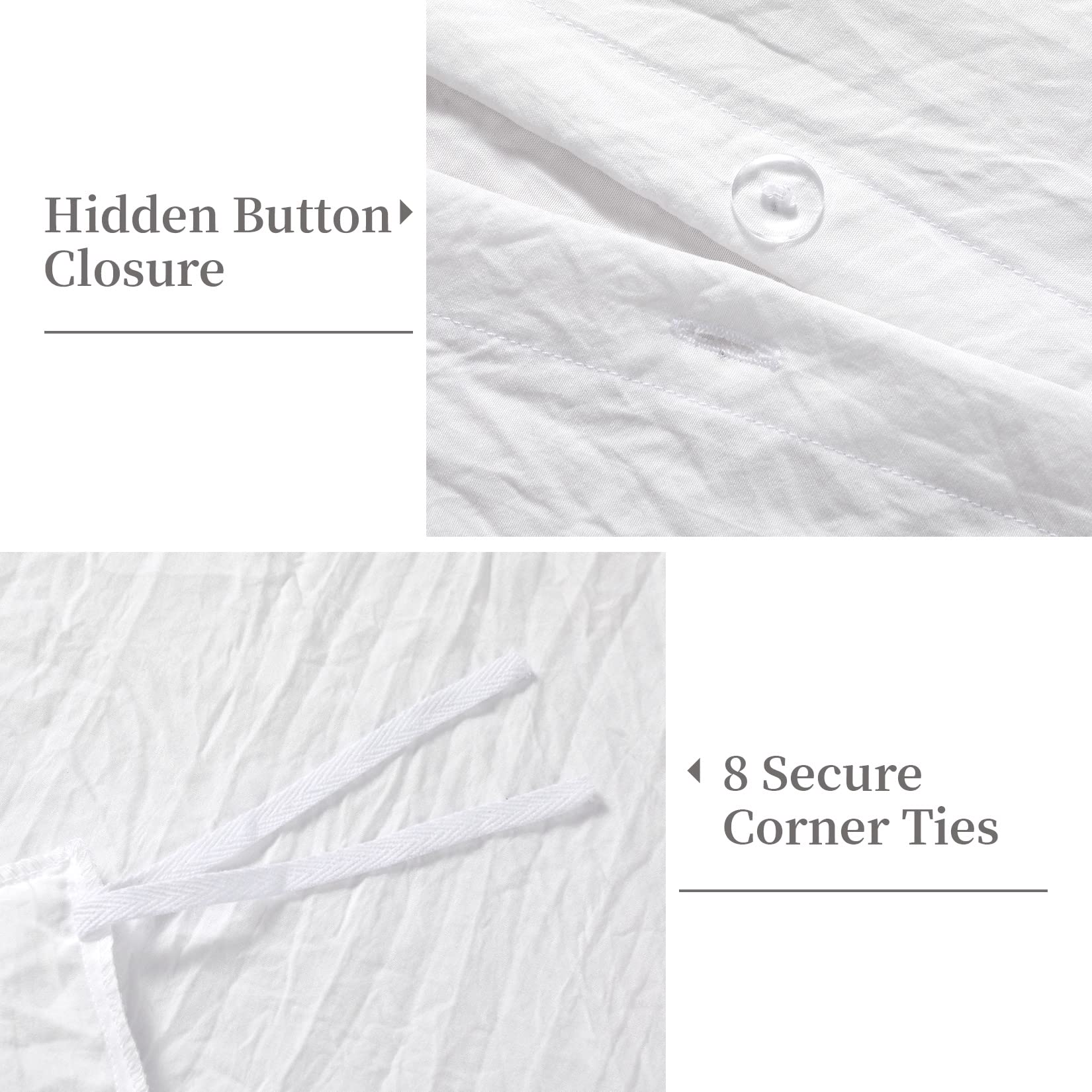 CAROMIO Inside corner ties keep the duvet in place.