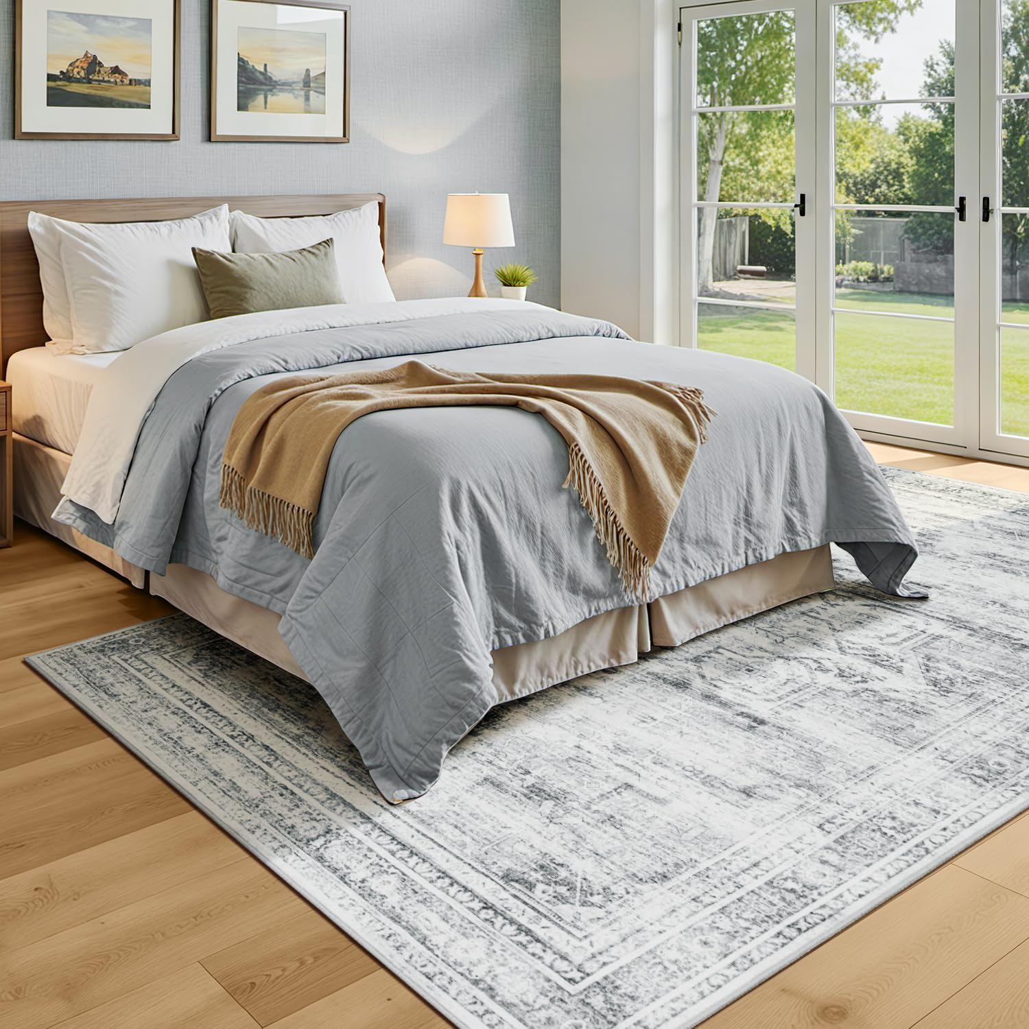 Carpelux rug folds flat for compact storage when not in use.
