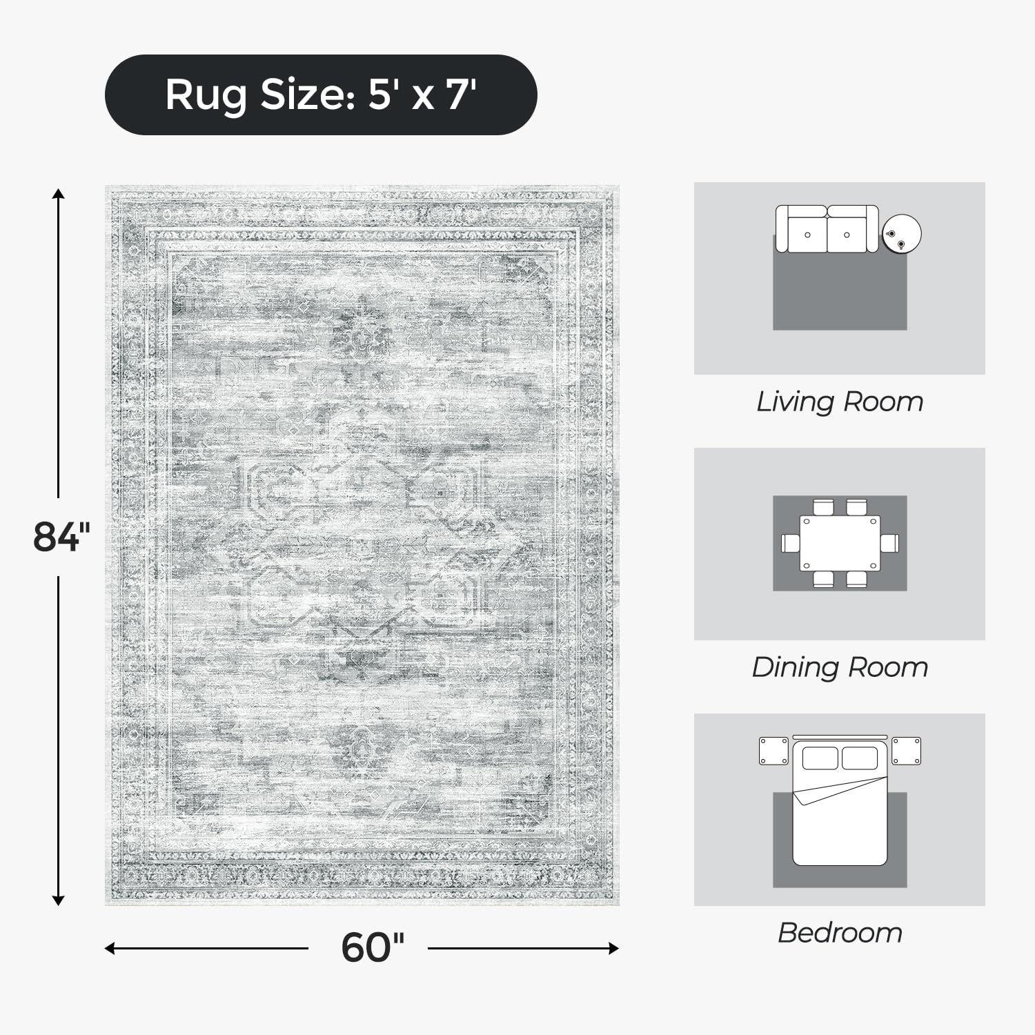 Carpelux rug featuring non-slip rubber backing for safe placement on any floor.