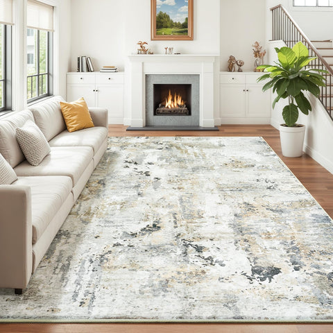Carpelux 8x10 area rug with abstract pattern enhances living spaces with depth