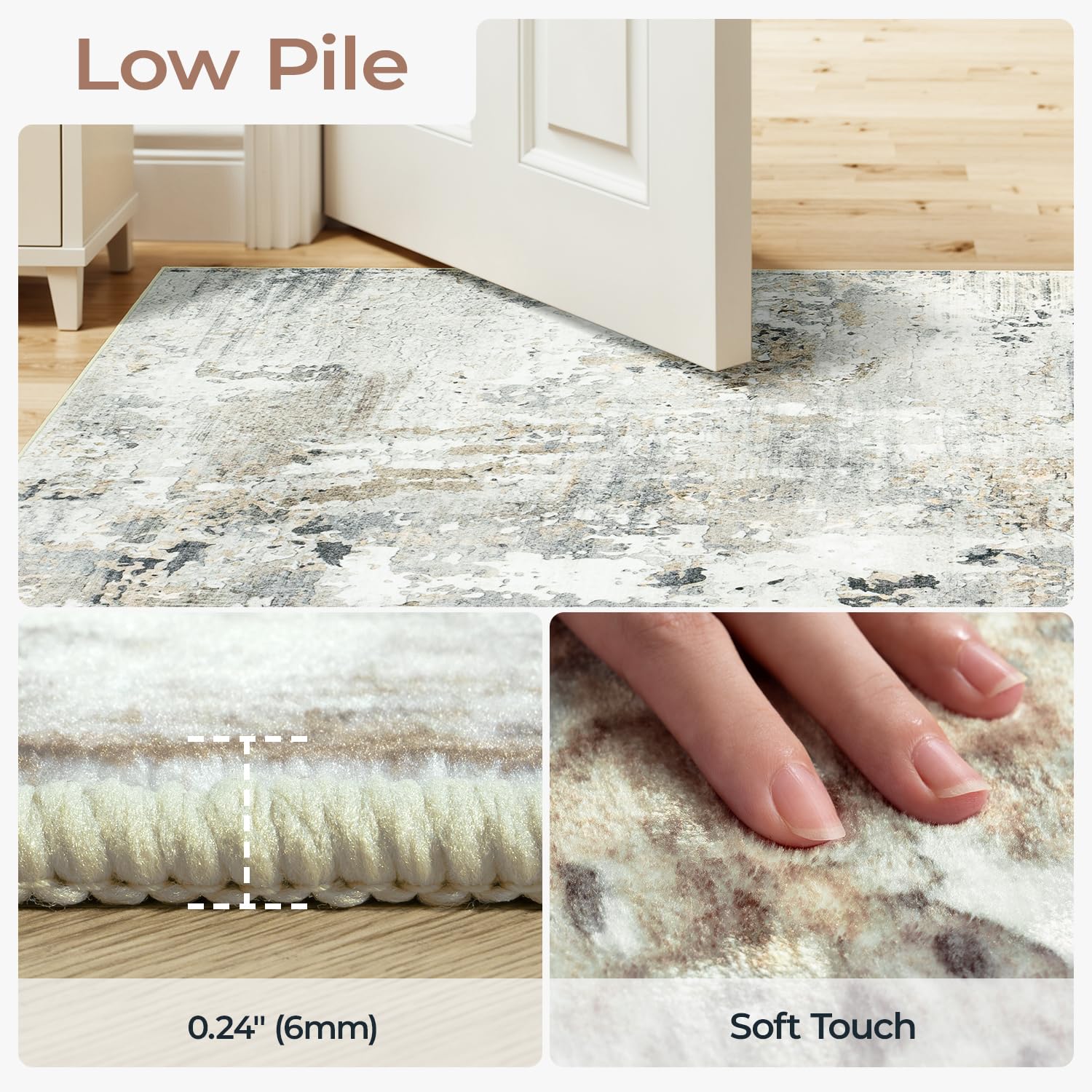 Carpelux abstract neutral rug adds depth without overpowering decor