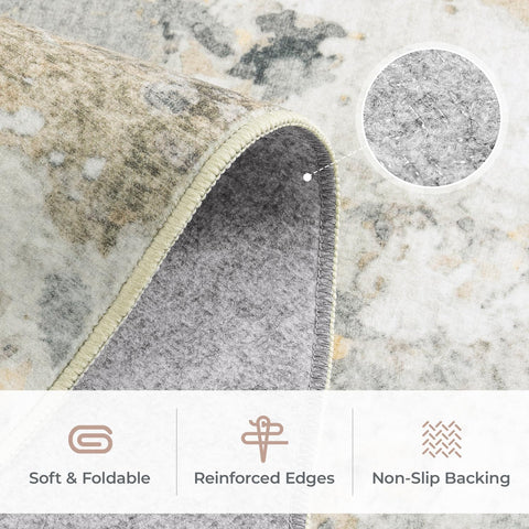 Carpelux rug in neutral tones complements living rooms, nurseries, or dining areas