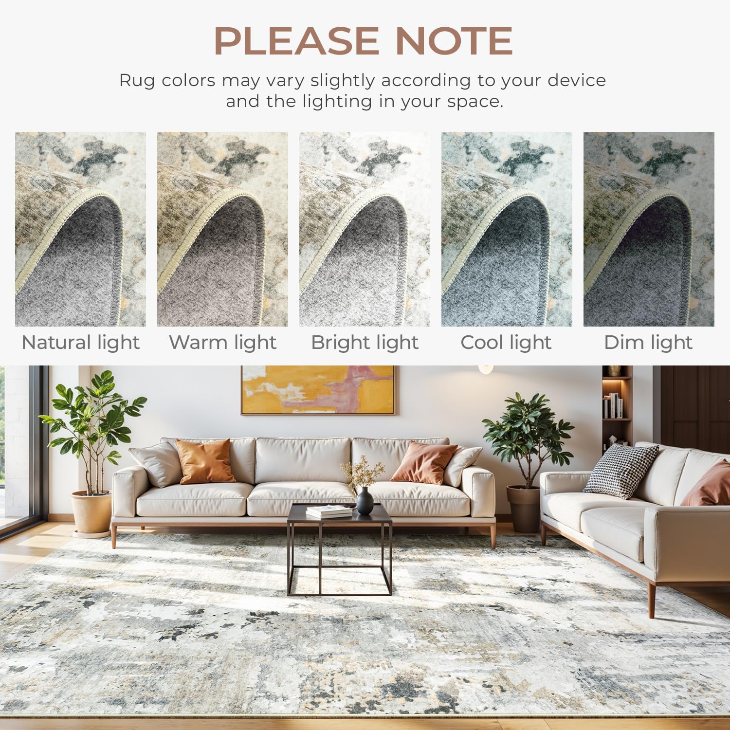 Carpelux area rug with non-slip backing stays flat on hardwood floors