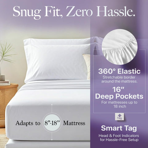 Carressa Linen 4-piece sheets set includes flat, fitted, and two pillowcases.