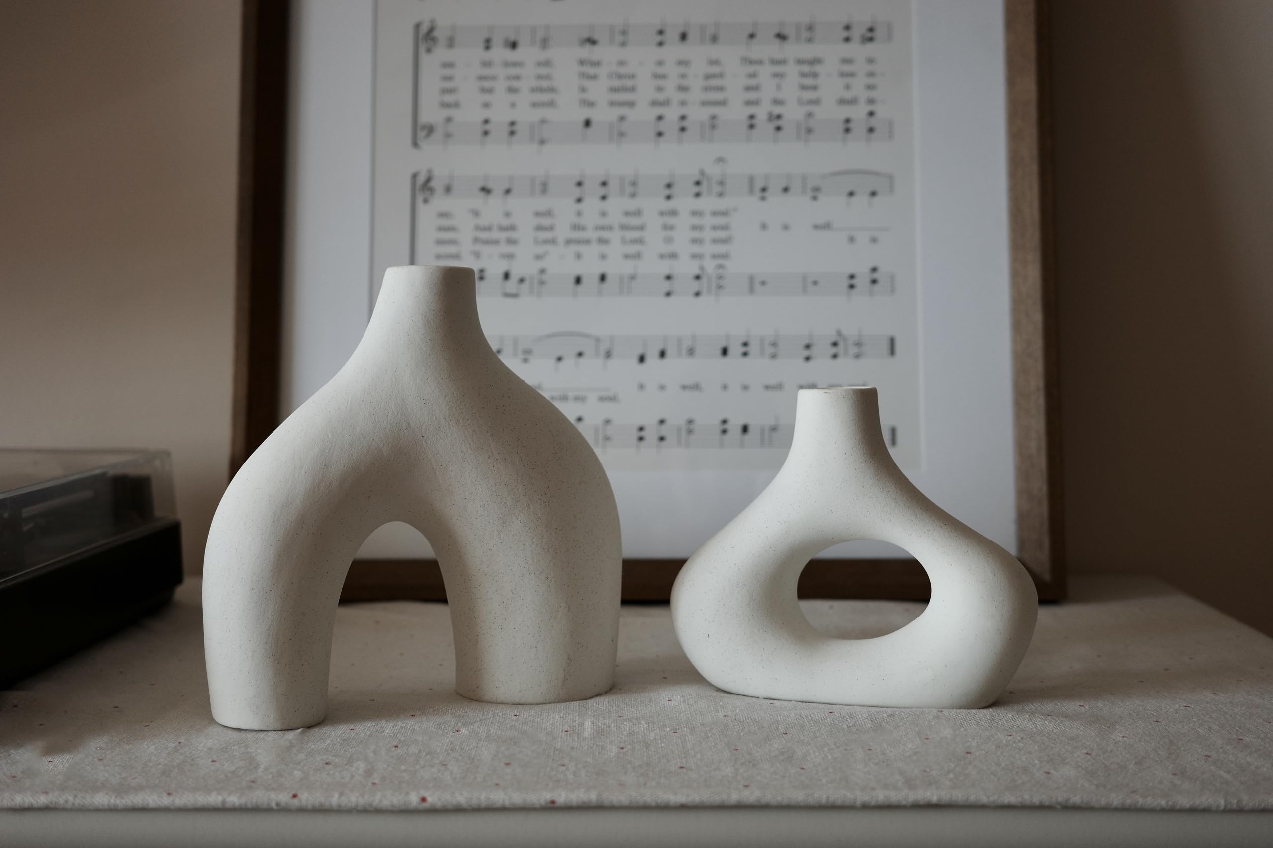 Carrot's Den vase set displayed as dining table centerpiece.