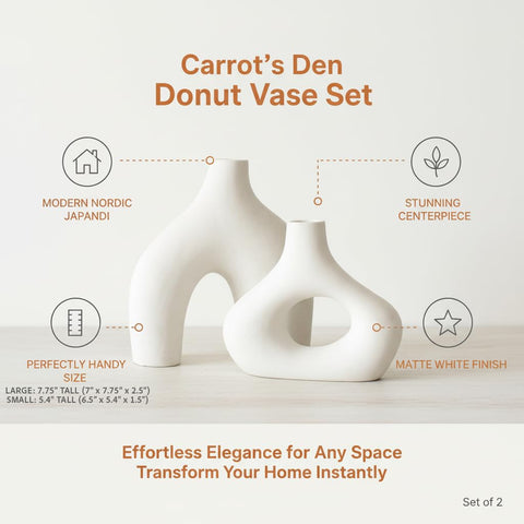 Carrot's Den donut vase hollow design adds sculptural charm.
