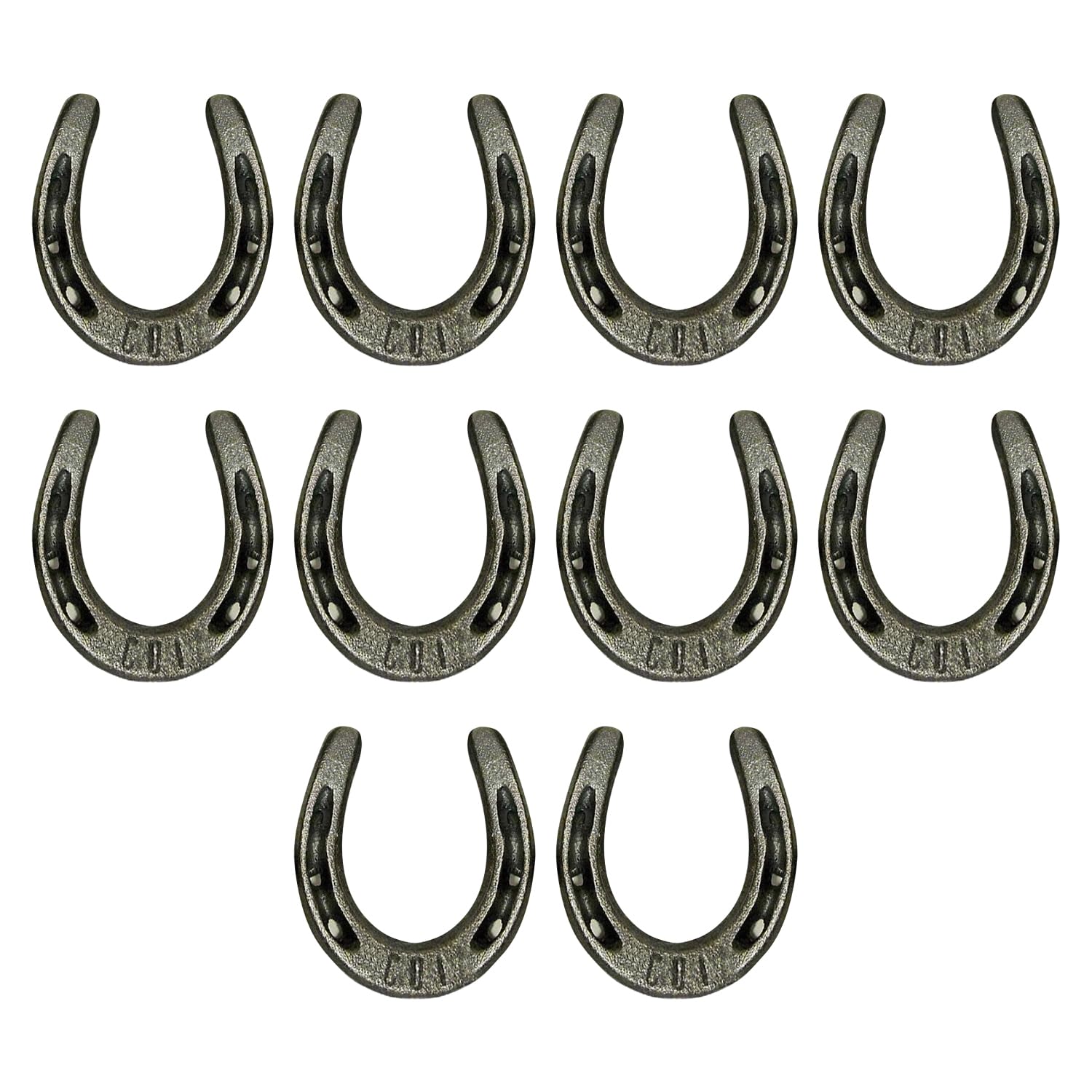Carvers Olde Iron mini horseshoes on wood surface for crafts and decor.