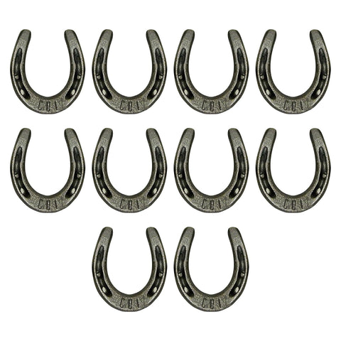 Carvers Olde Iron mini horseshoes on wood surface for crafts and decor.