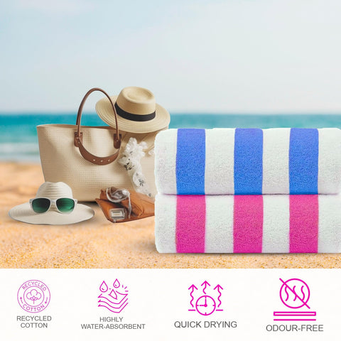 Casa Copenhagen Cabana Towel blue, oversized for wrapping or lounging on the beach.
