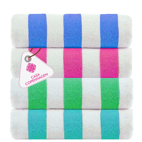 Casa Copenhagen Cabana Towel set shown together for a colorful family beach day.