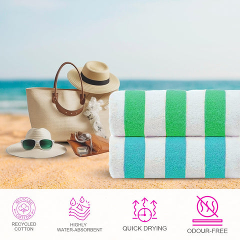 Casa Copenhagen Cabana Towel teal, soft cotton for quick-drying poolside lounging.