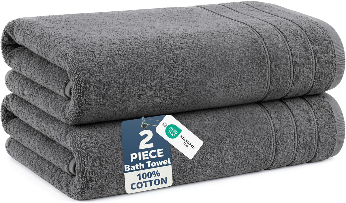 Casa Platino 100% cotton towels folded, highlighting the generous 30x60 size and plush softness.