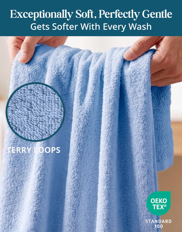 Casa Platino 6-pack towels show generous size and hotel-soft feel.