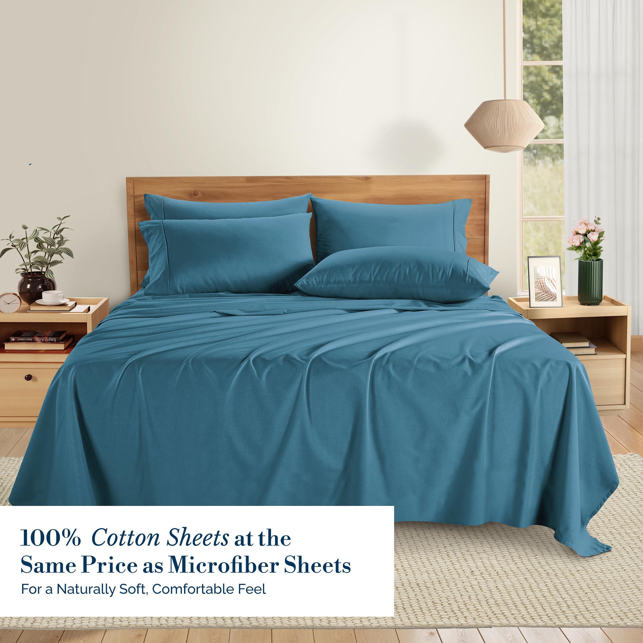 Casa Platino Blue Heaven fitted sheet with 15-inch deep pockets for a secure fit