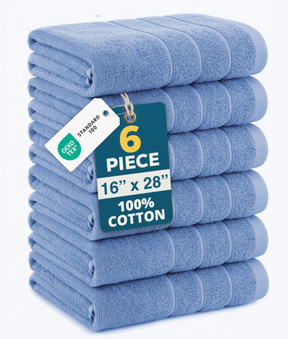 Casa Platino cerulean blue 16x28 towel, plush cotton and vibrant color.