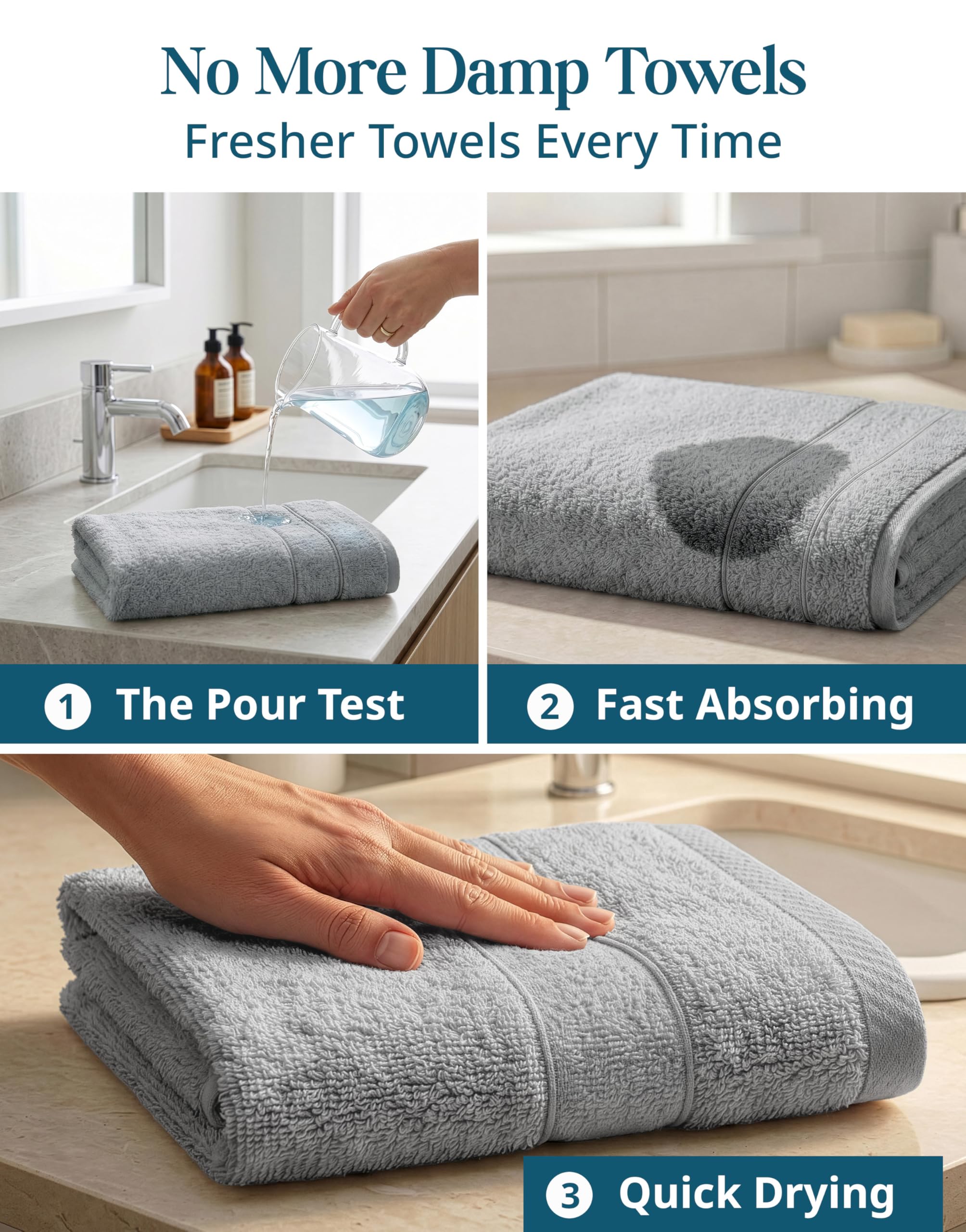 Casa Platino hand towels show absorbent terry loops that capture moisture efficiently.