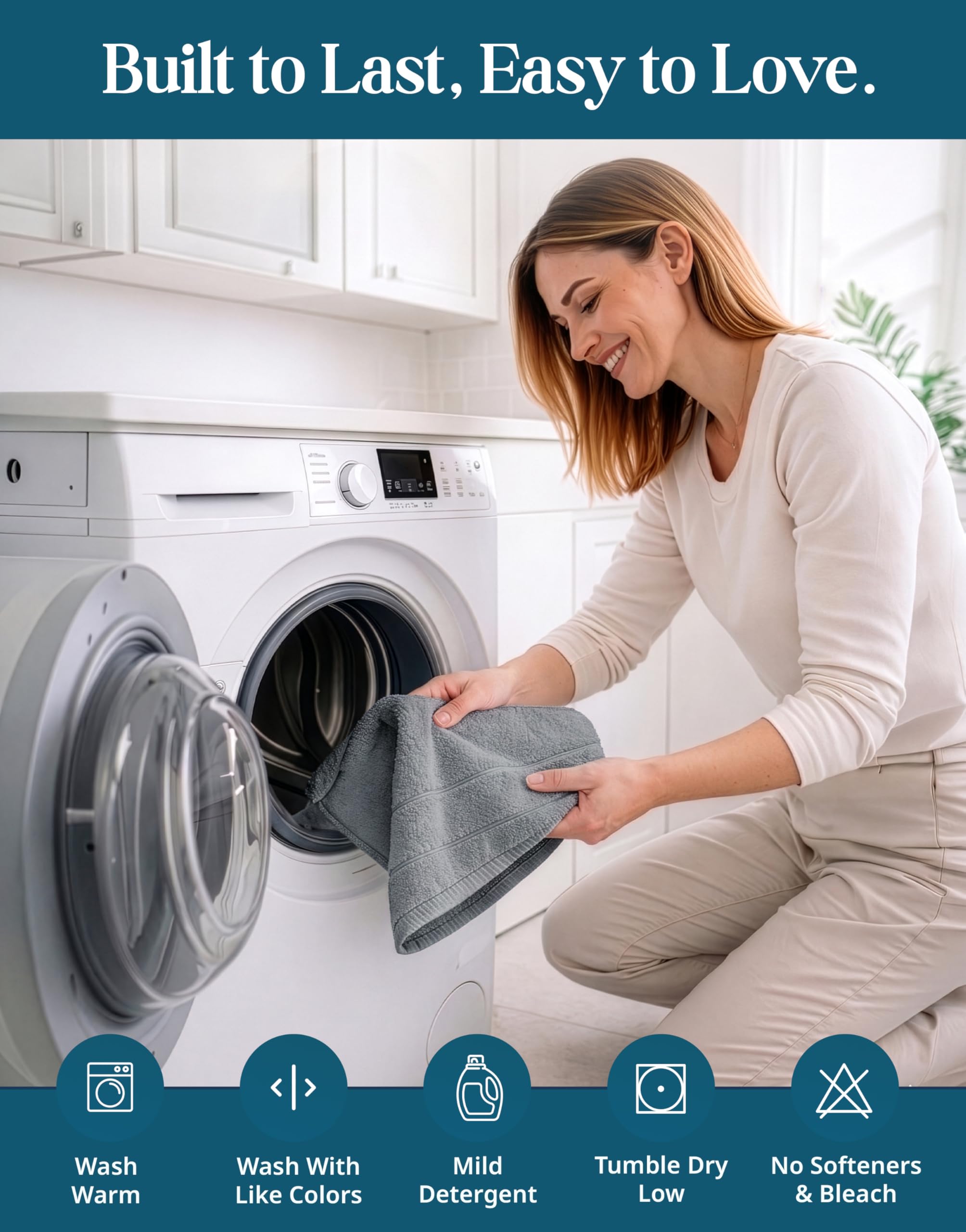 Casa Platino hand towels are OEKO-TEX Standard 100 certified for safe everyday use.