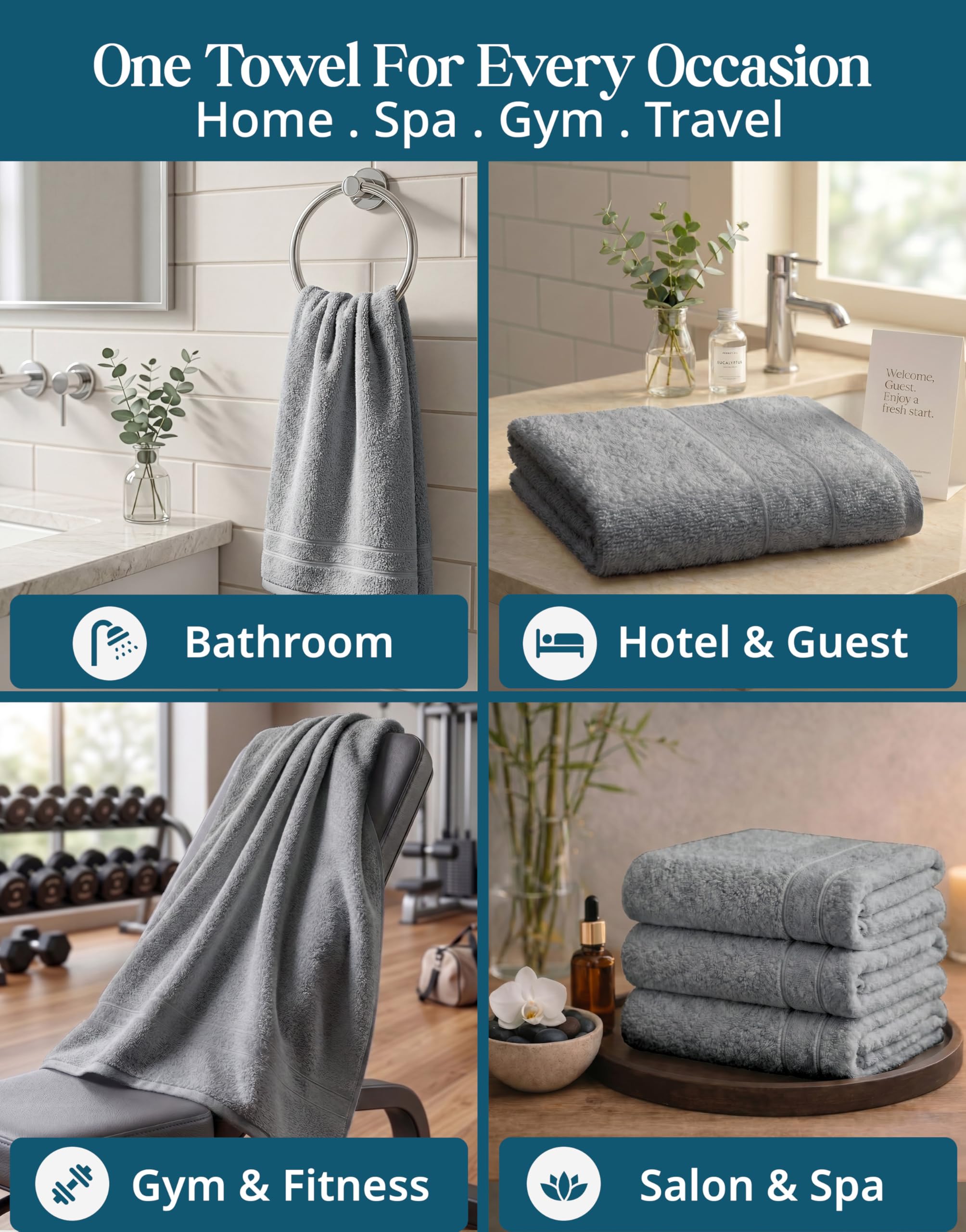 Casa Platino hand towels dry quickly after washing thanks to premium cotton fibers.