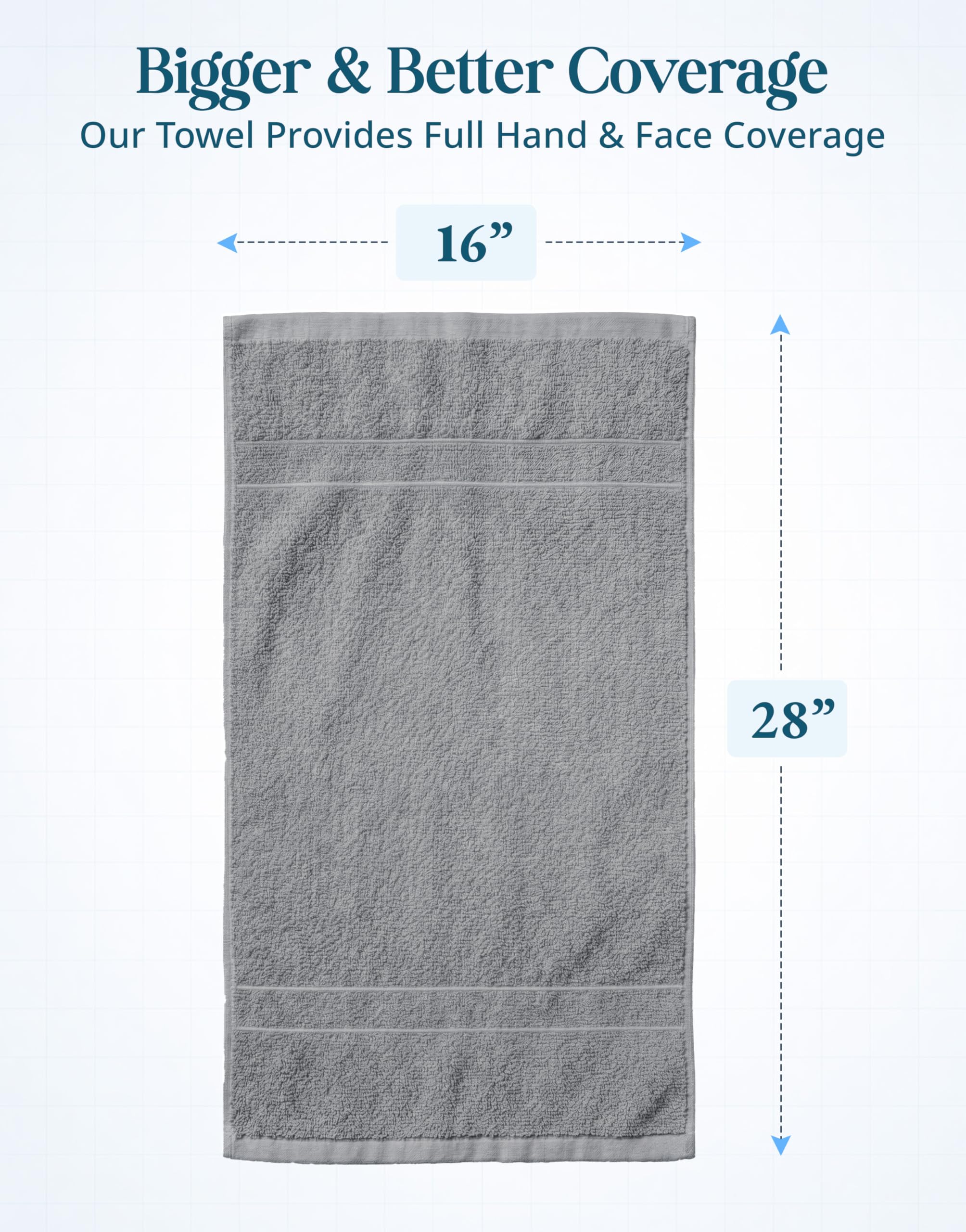 Casa Platino hand towels feature reinforced double-stitched hems for lasting durability.