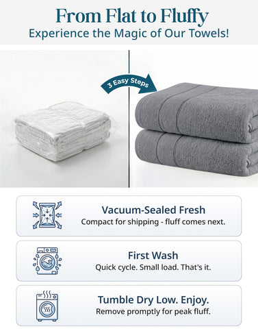 Casa Platino hand towels arrive vacuum-packed and expand after washing.