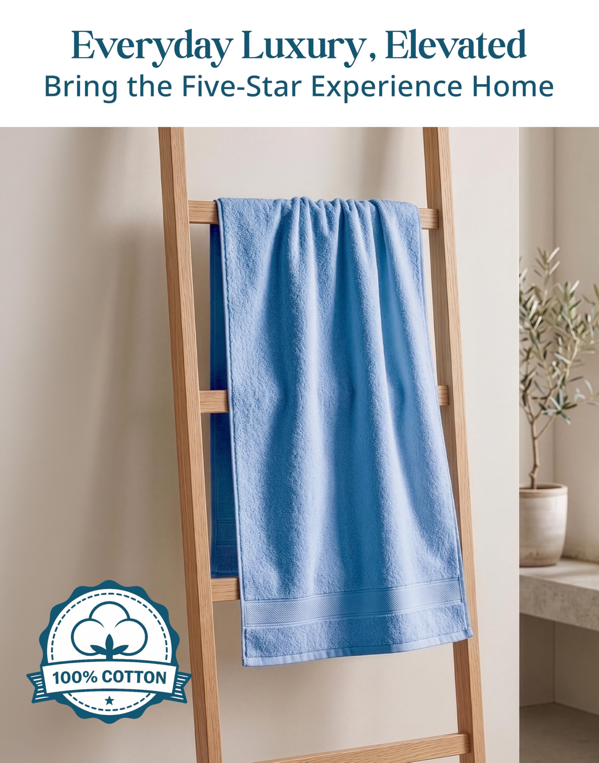 Casa Platino machine-washable towels for easy daily care.