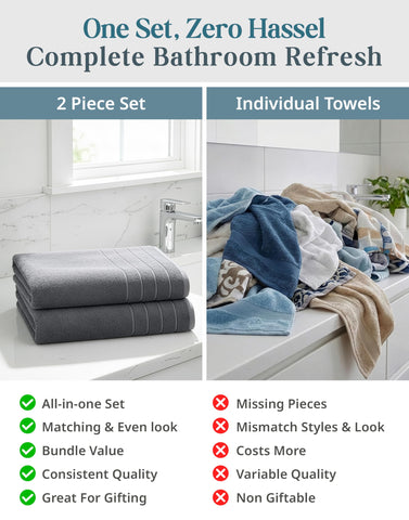Casa Platino machine-washable gray towels for easy care.