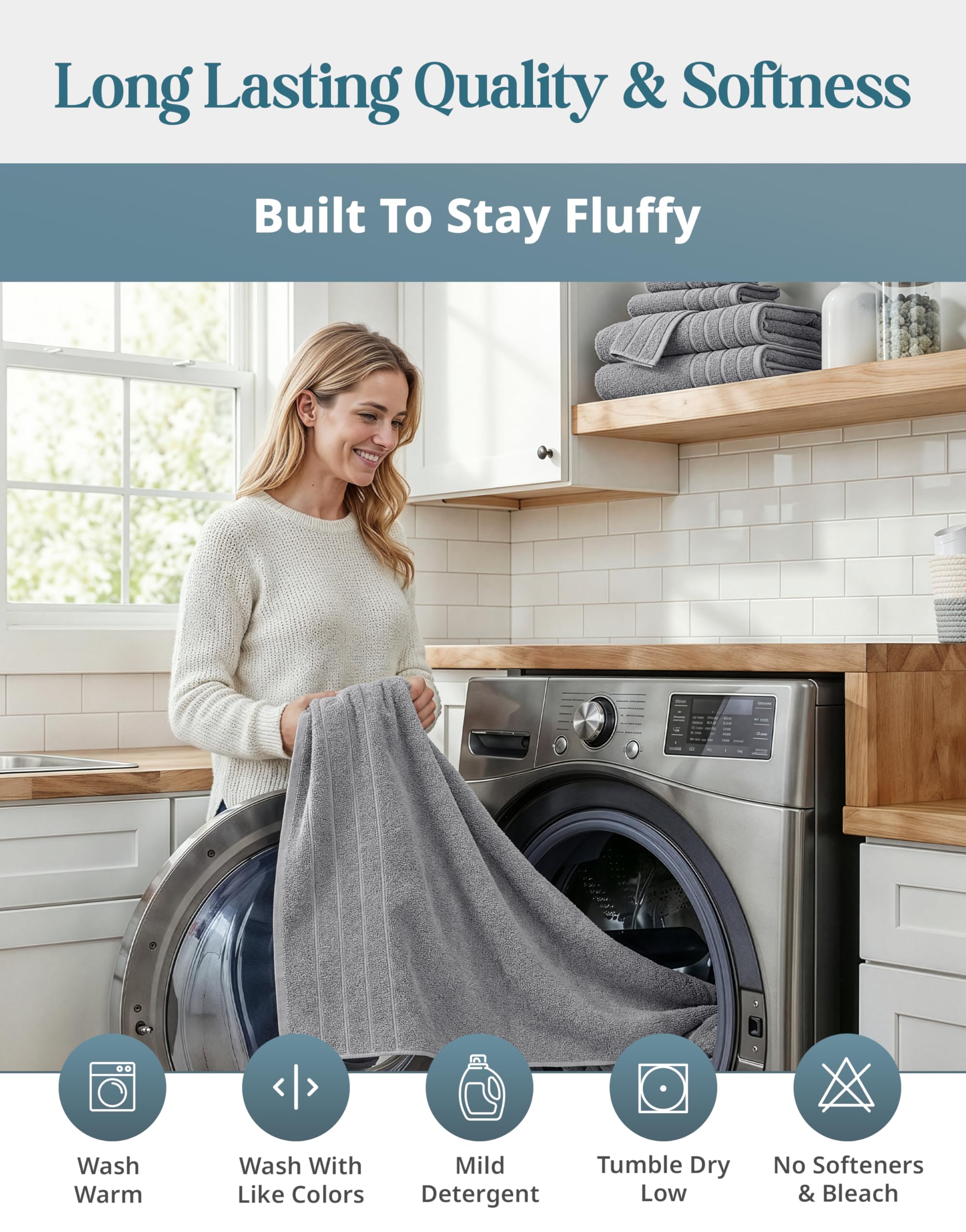 Casa Platino premium cotton bath towels machine-wash friendly care for easy maintenance