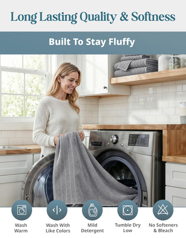 Casa Platino premium cotton bath towels machine-wash friendly care for easy maintenance