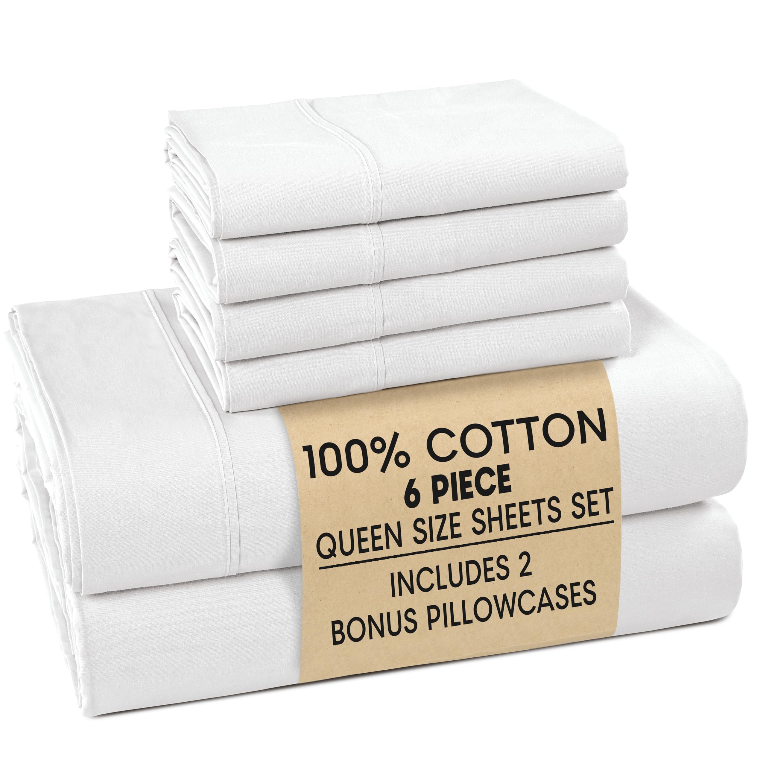 Casa Platino queen flat sheet in crisp white for breathable, all-season comfort