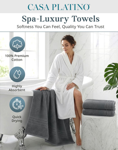 Casa Platino quick-dry gray towels ready for travel and gym use.