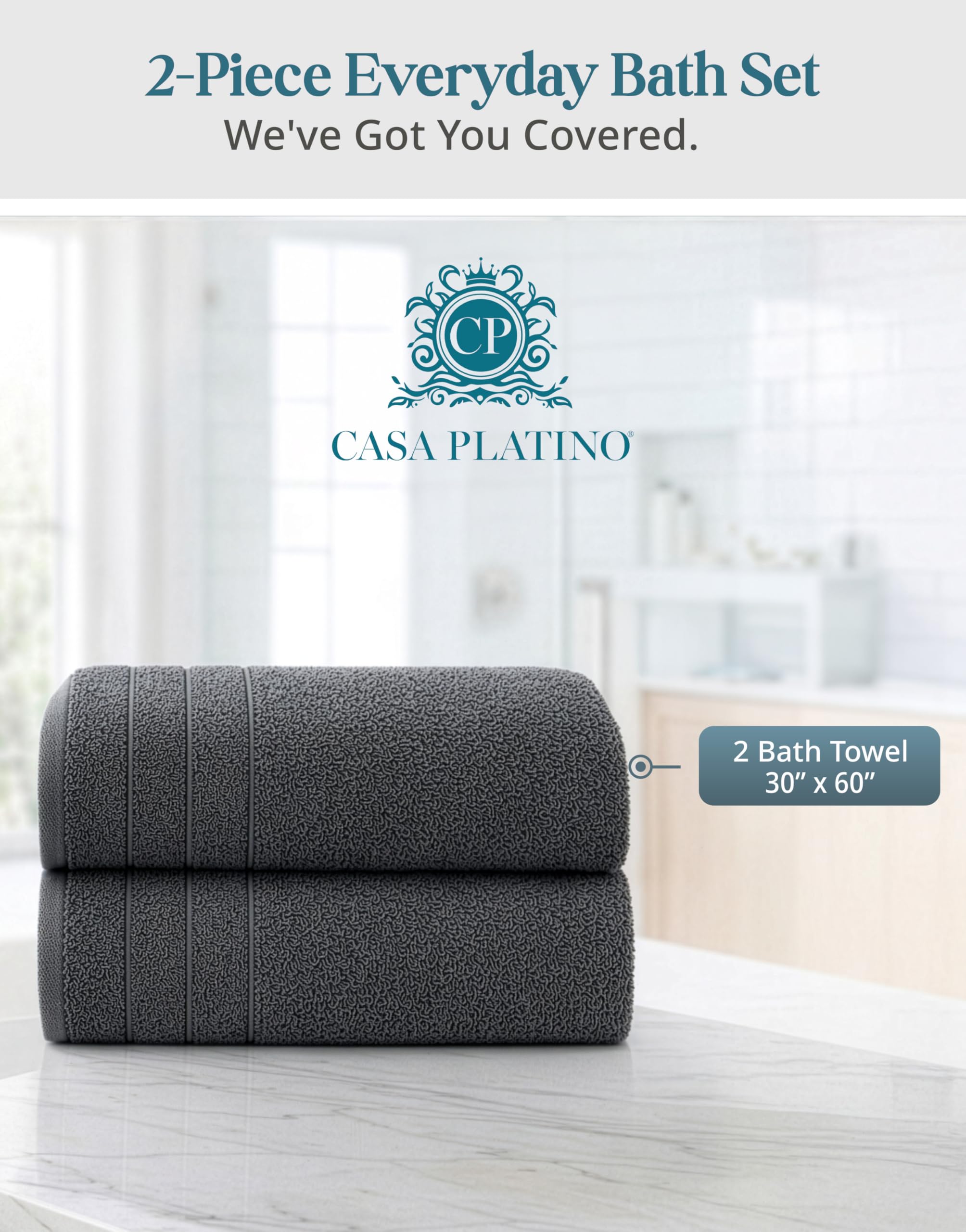 Casa Platino close-up shows soft plush absorbent towel texture.