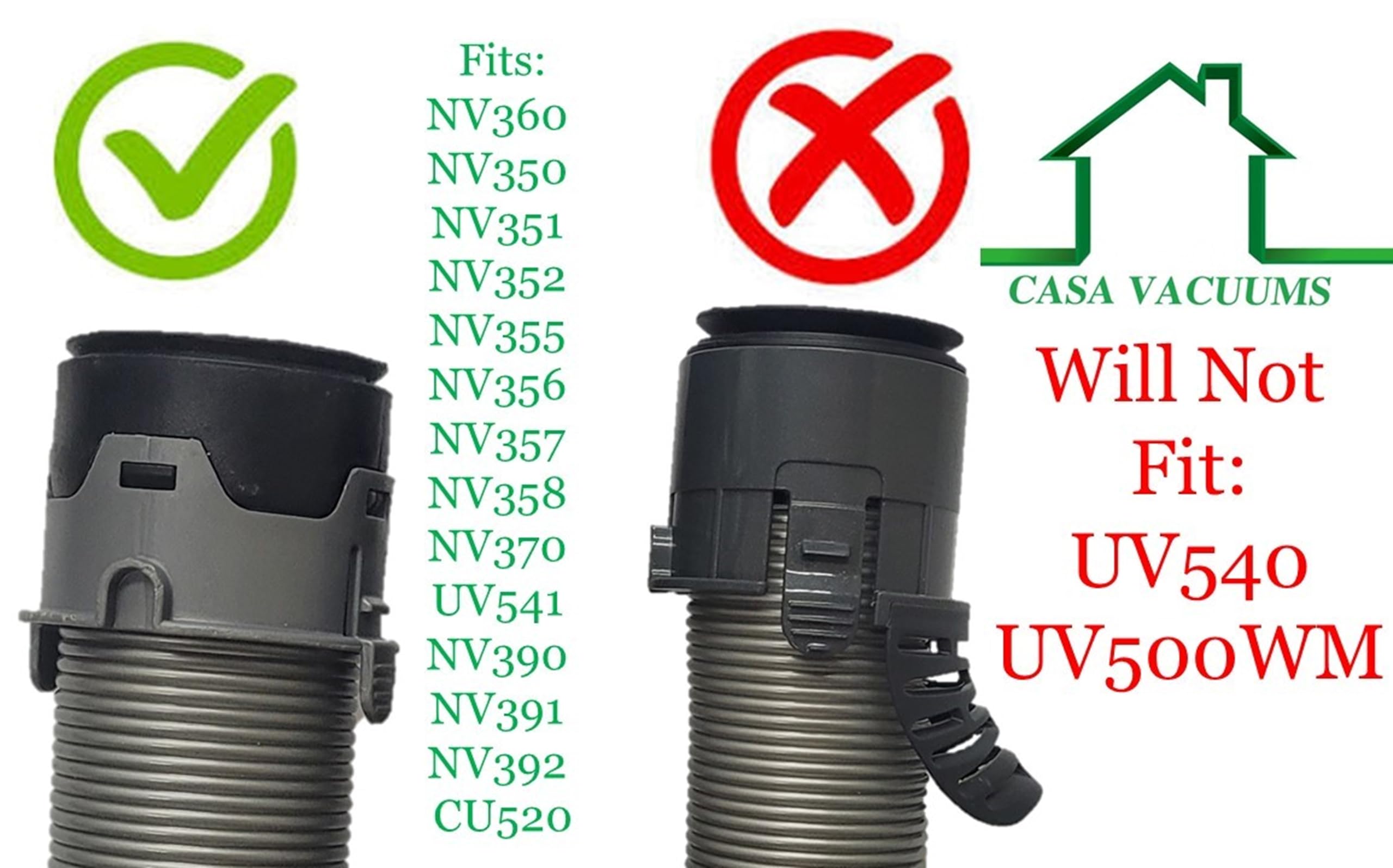 Casa Vacuums molded strain relief at handle connection to prevent wear.