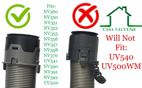 Casa Vacuums molded strain relief at handle connection to prevent wear.