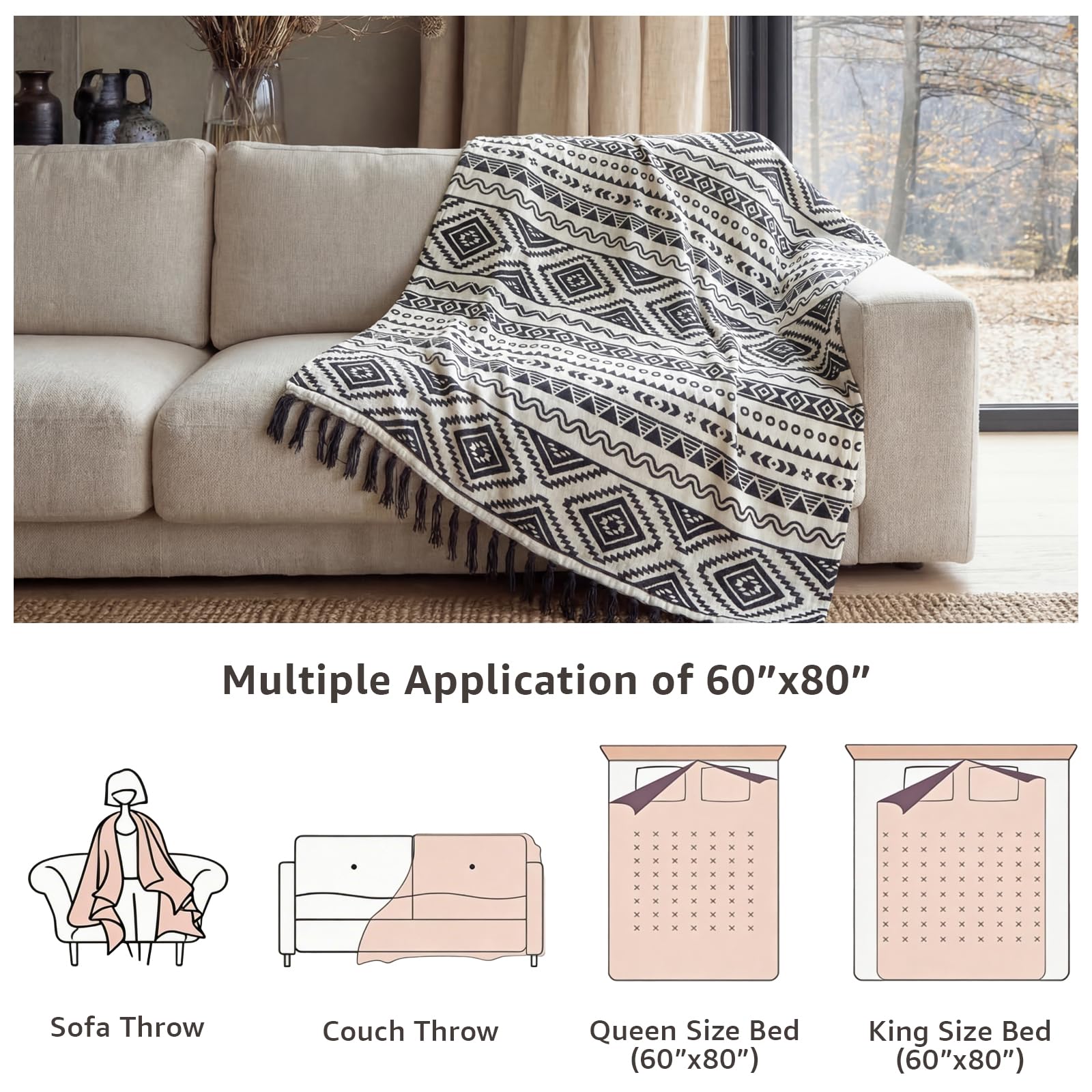 CASAAGUSTO all-season breathable blanket for versatile use.
