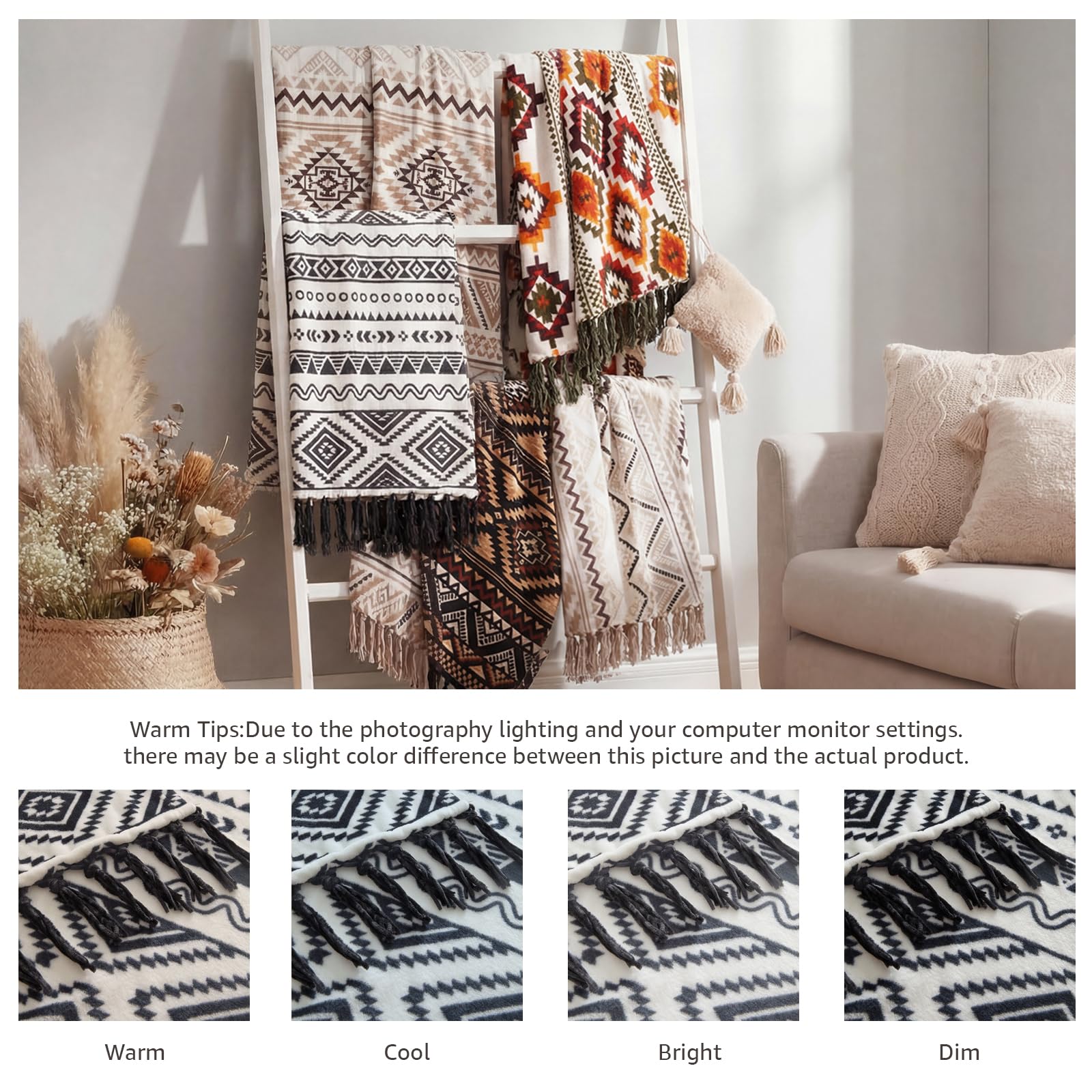 CASAAGUSTO black and white blanket decor complements many decors.