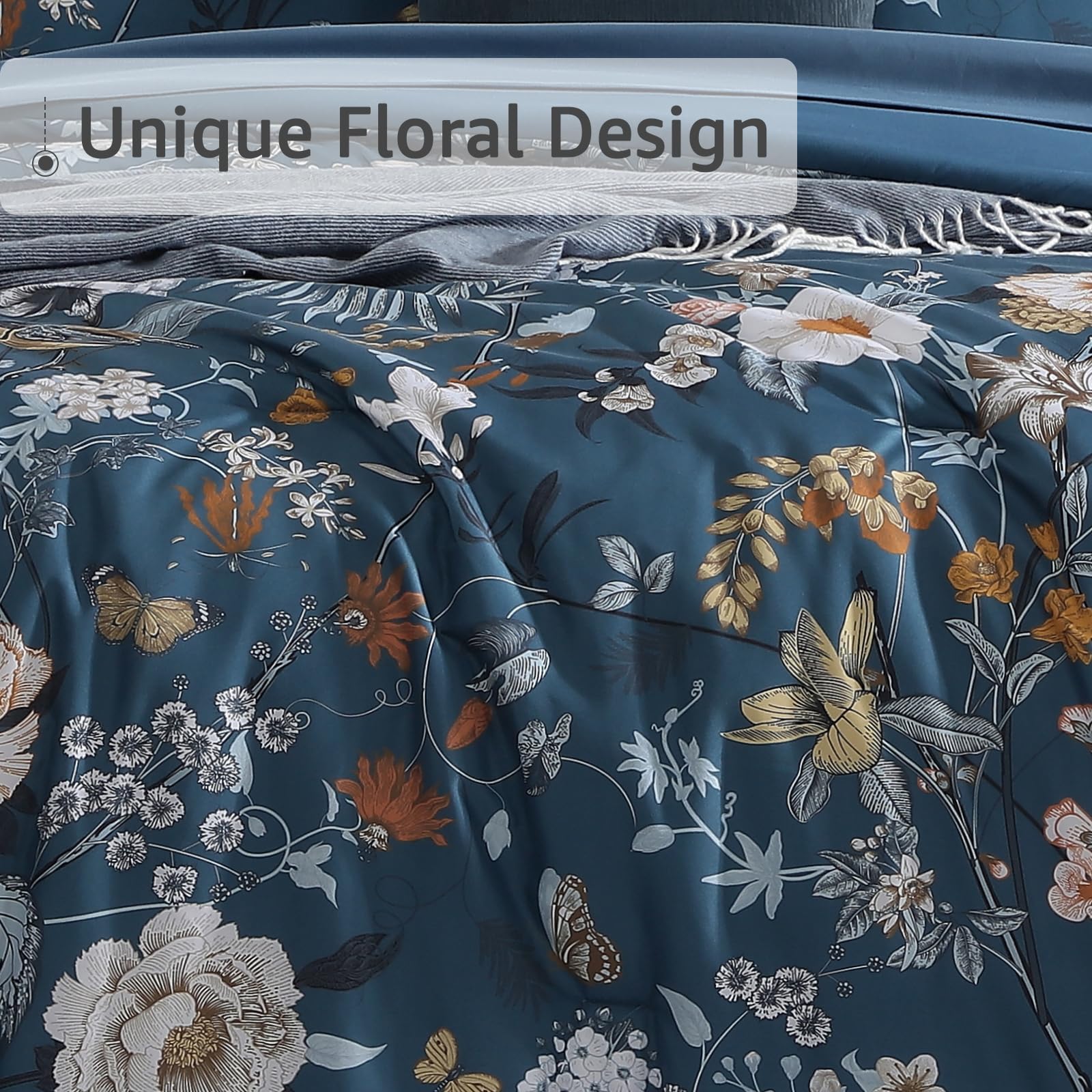 CASAAGUSTO queen flat sheet blue for comfortable, easy-care bedding