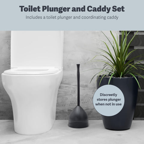 Casabella hideaway caddy in black that opens automatically for discreet storage