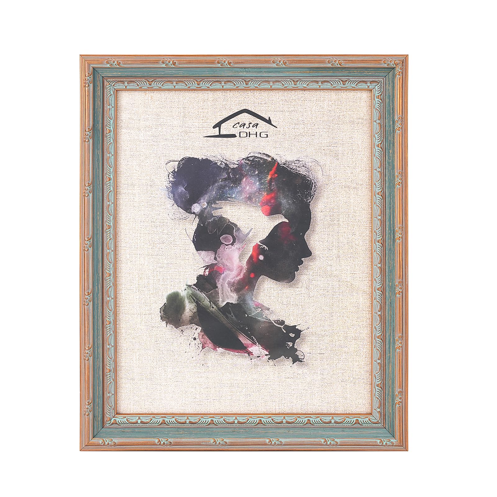CasaDHG vintage 11x14 blue frame front view with ornate detailing for elegant wall display