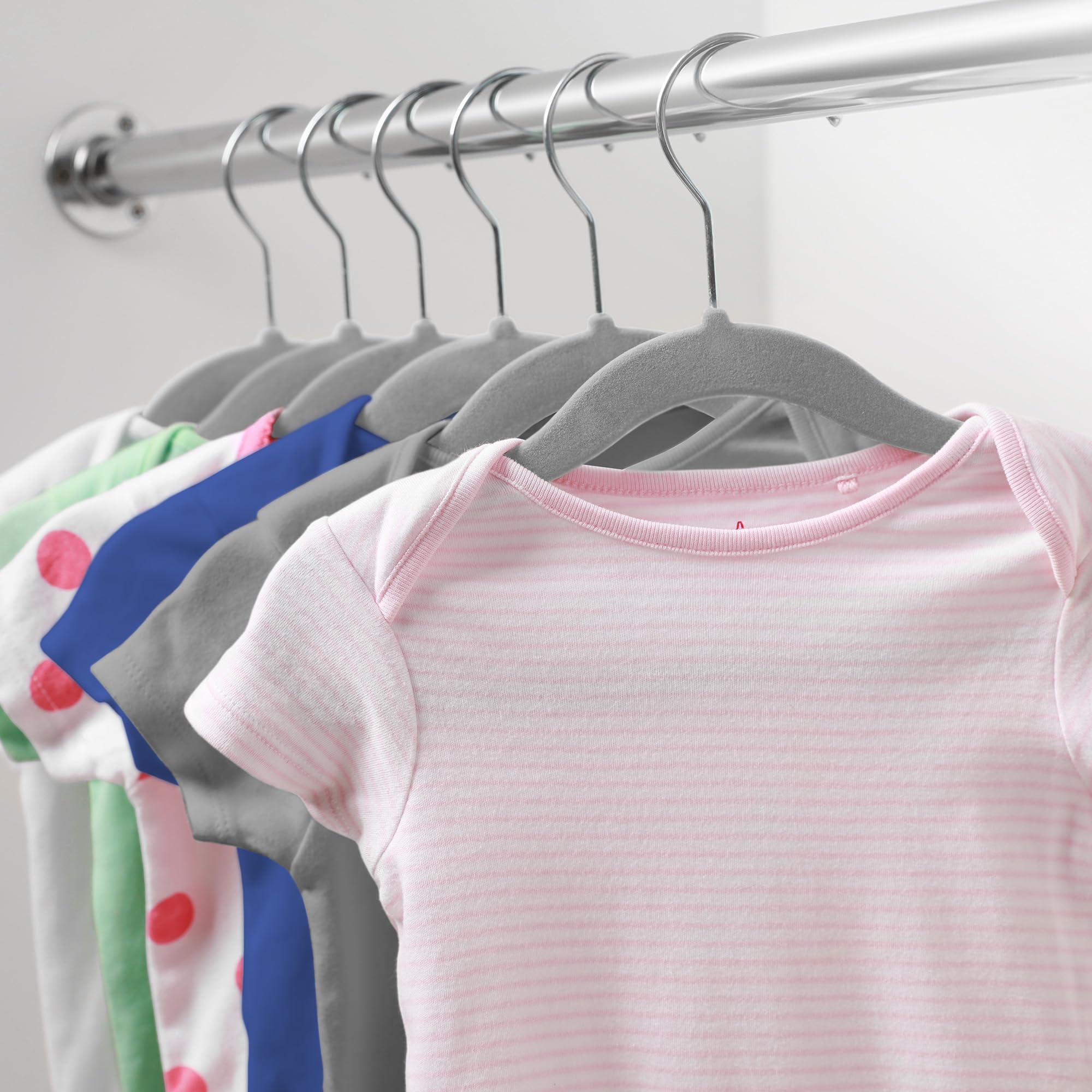 Casafield 50 velvet baby hangers measure 11 inches, ideal for infants.